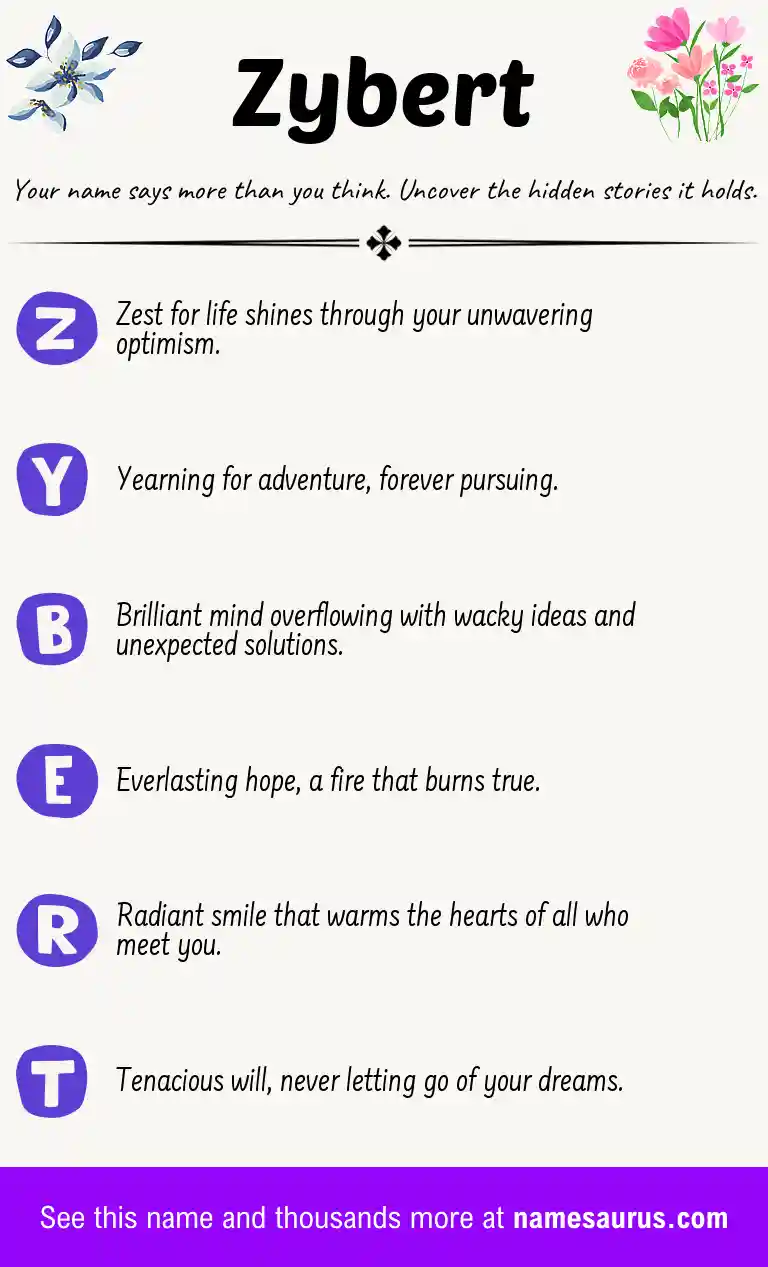 Acrostic poem about Zybert.