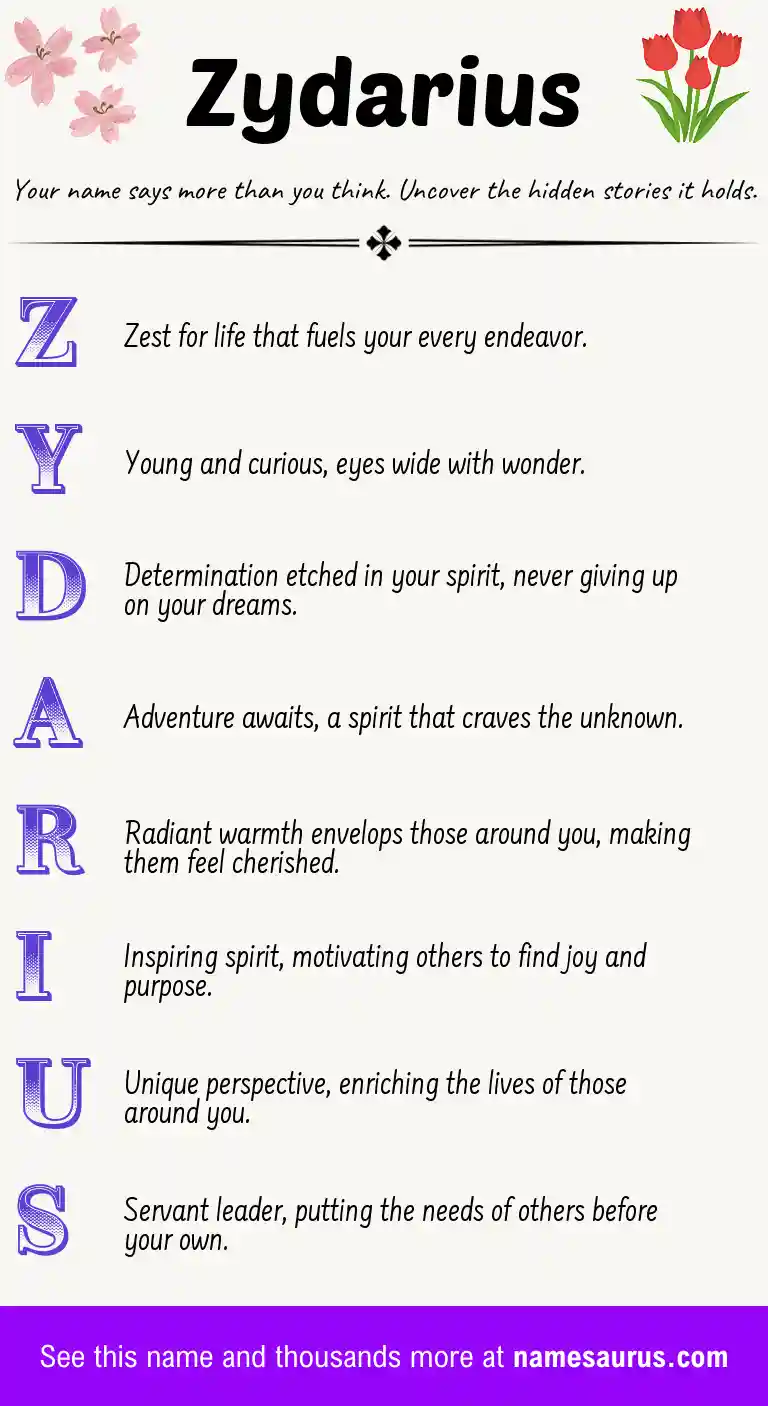 Acrostic poem about Zydarius.