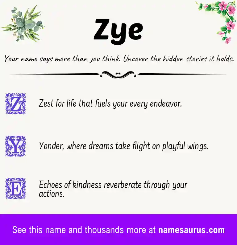 Acrostic poem about Zye.