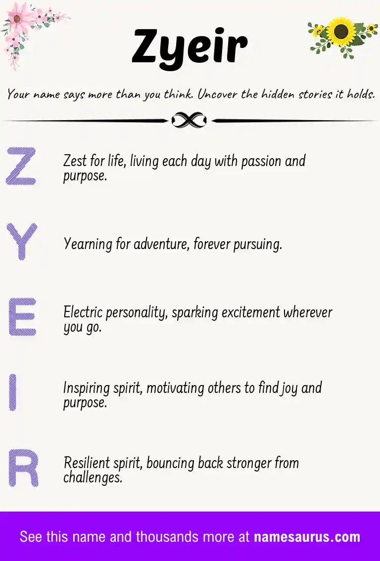Acrostic poem about Zyeir.