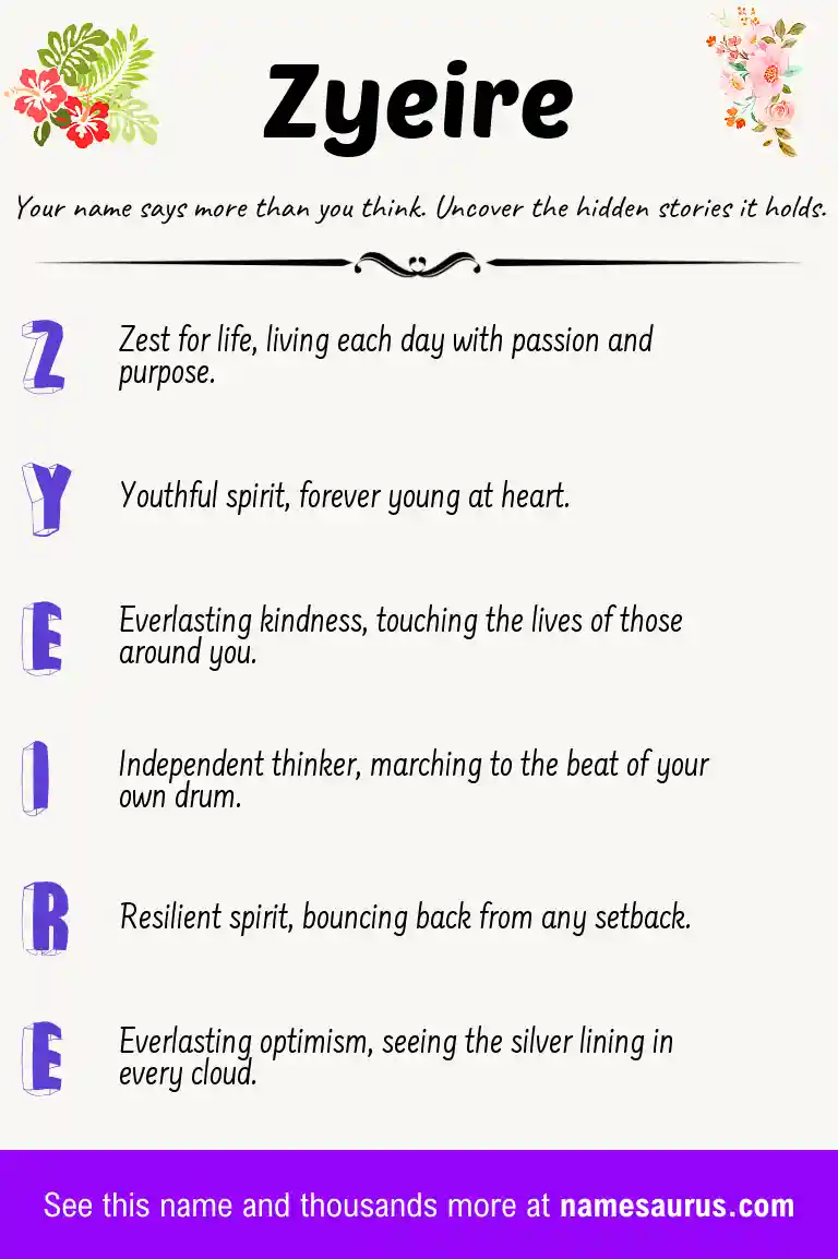 Acrostic poem about Zyeire.