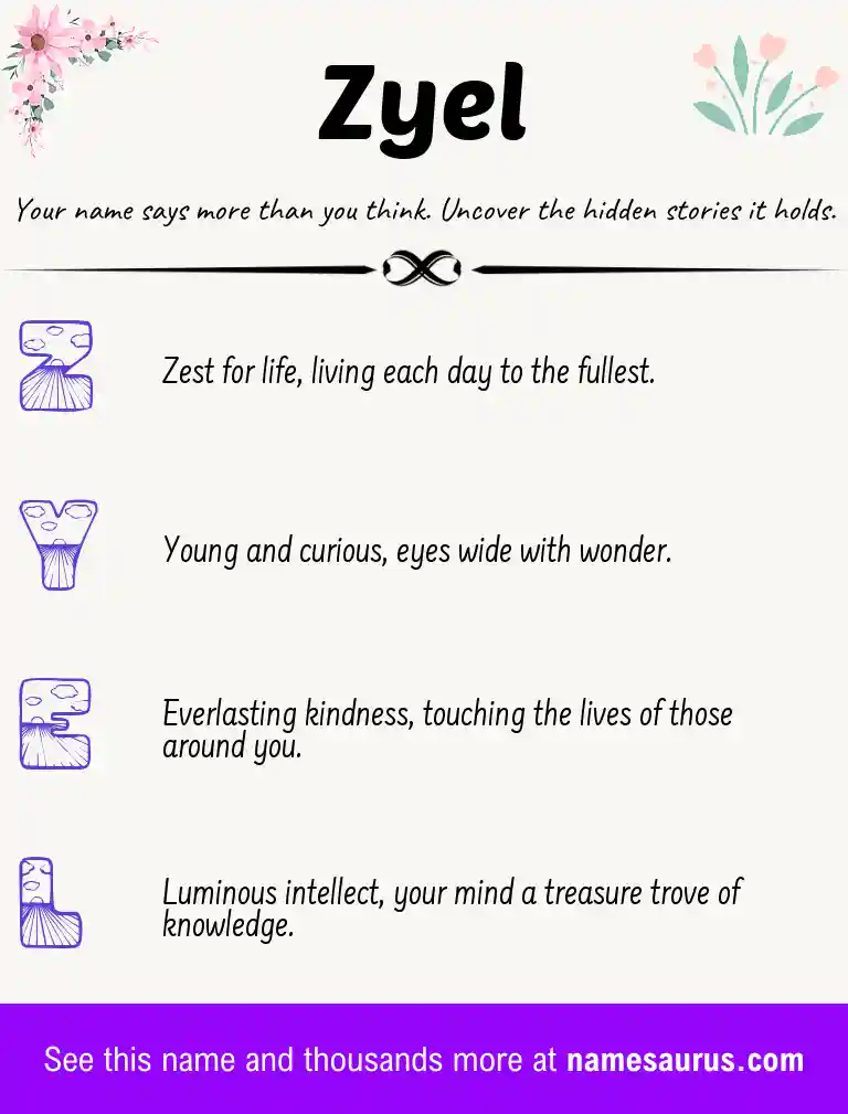 Acrostic poem about Zyel.