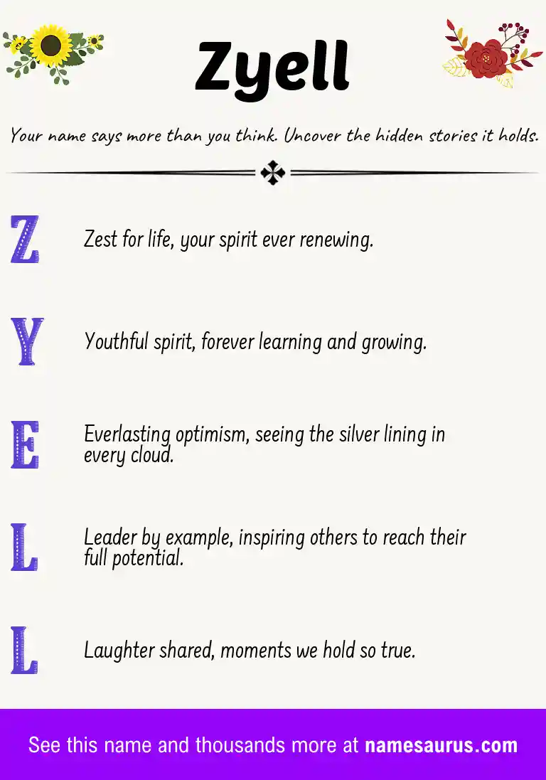 Acrostic poem about Zyell.