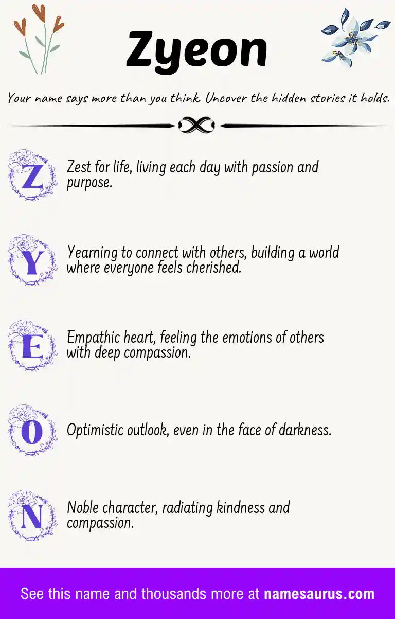 Acrostic poem about Zyeon.