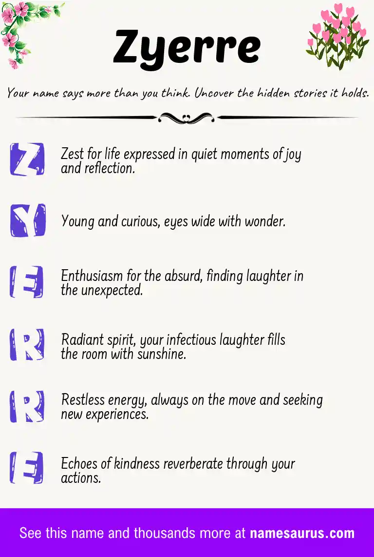 Acrostic poem about Zyerre.