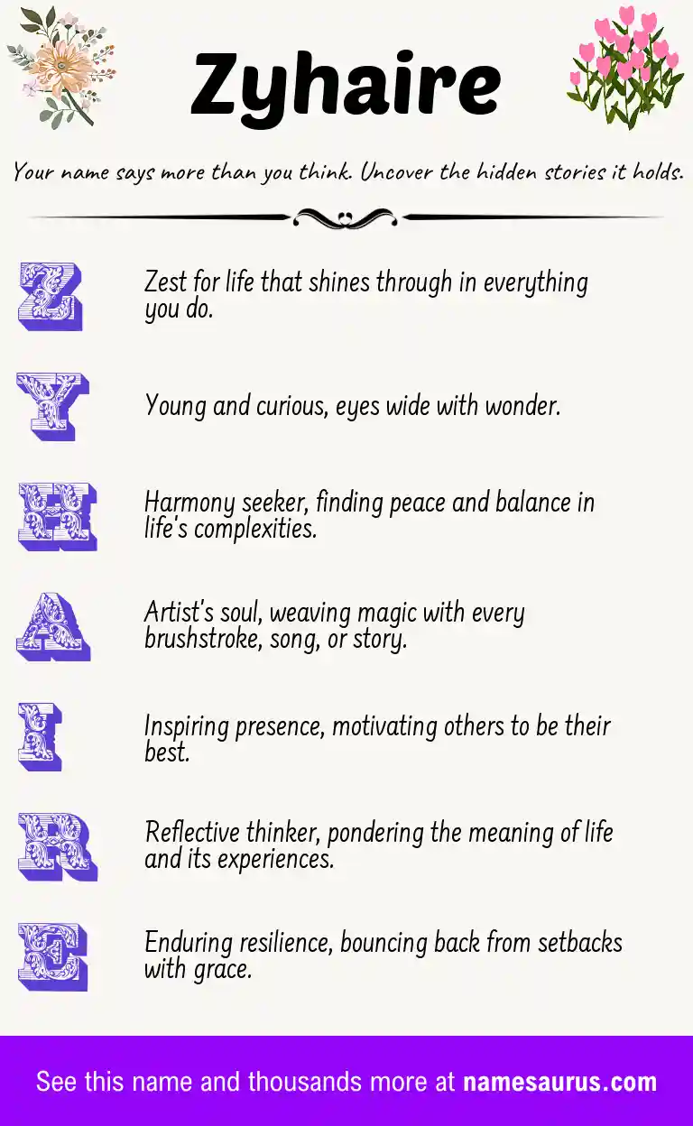 Acrostic poem about Zyhaire.