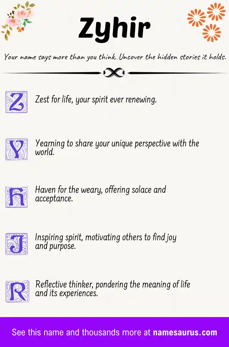 Acrostic poem about Zyhir.