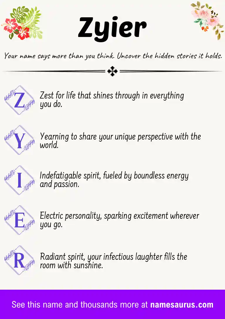 Acrostic poem about Zyier.