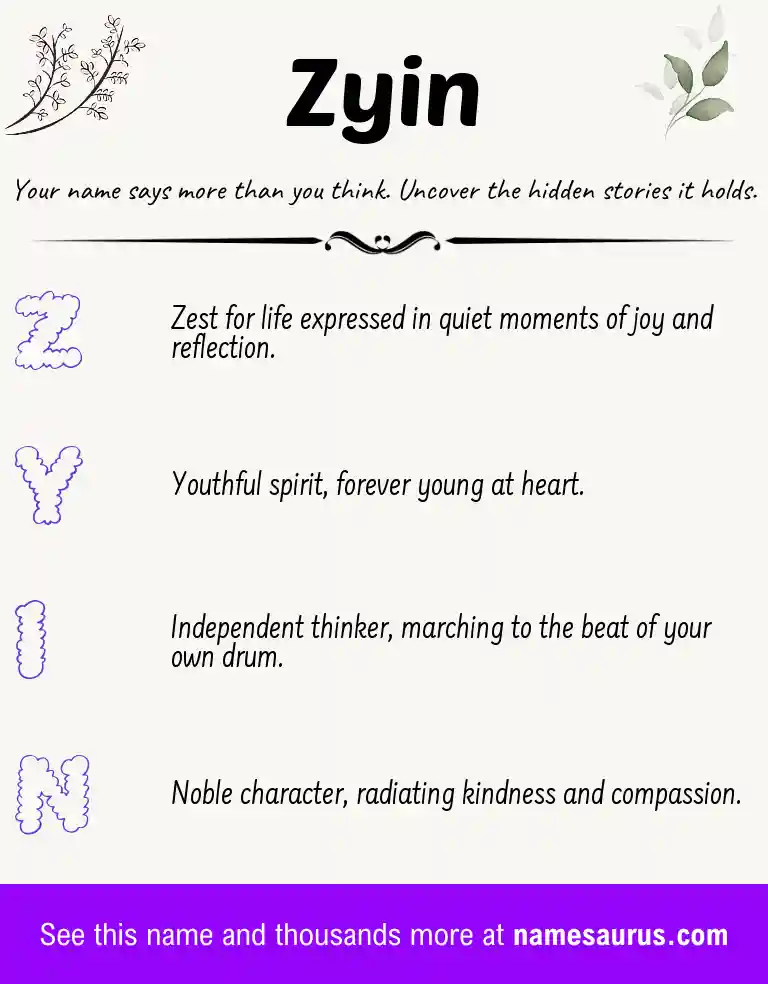 Acrostic poem about Zyin.