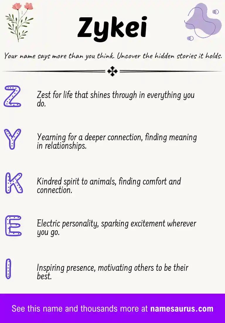 Acrostic poem about Zykei.