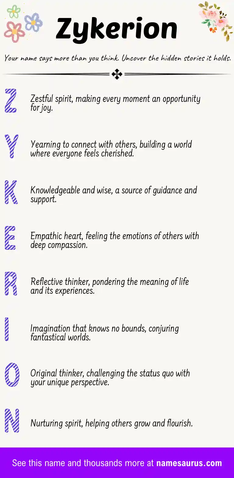 Acrostic poem about Zykerion.