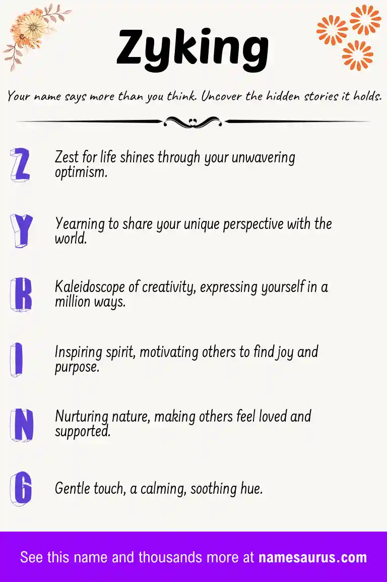 Acrostic poem about Zyking.