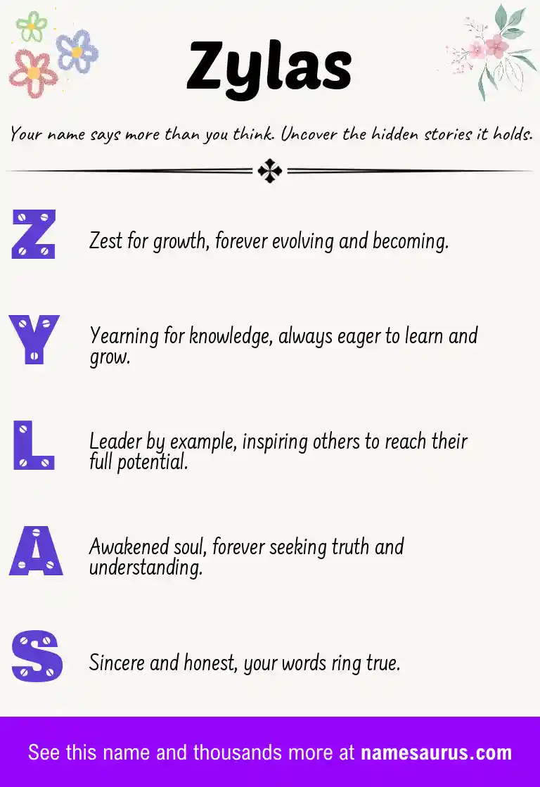 Acrostic poem about Zylas.