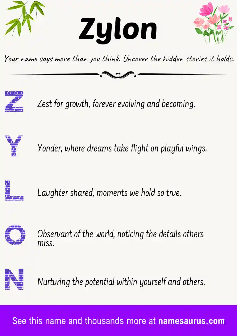 Acrostic poem about Zylon.