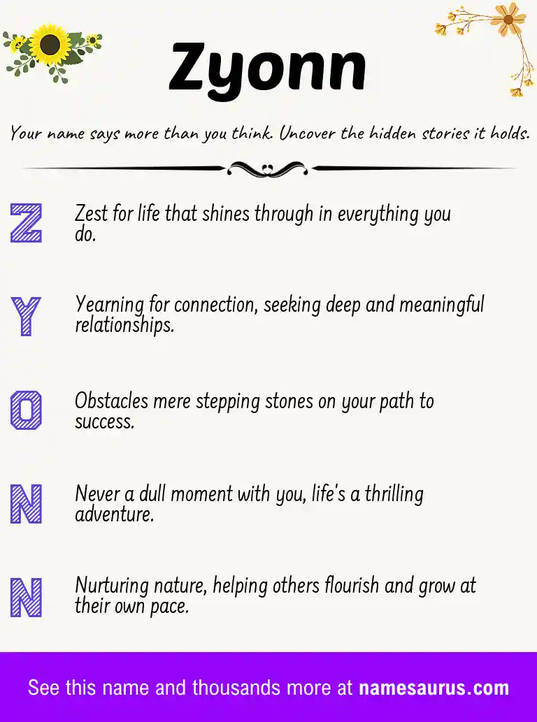 Acrostic poem about Zyonn.