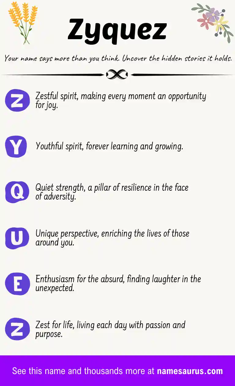 Acrostic poem about Zyquez.