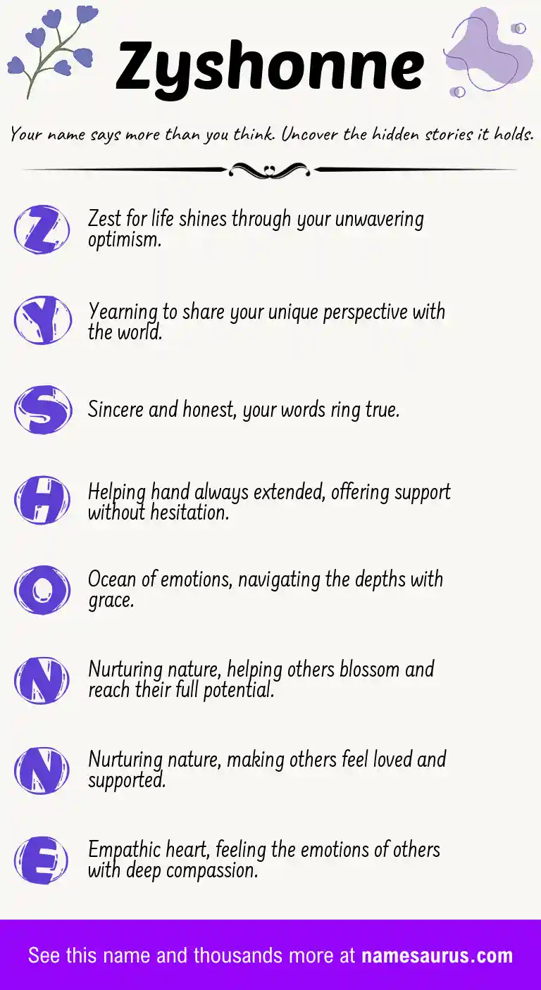 Acrostic poem about Zyshonne.
