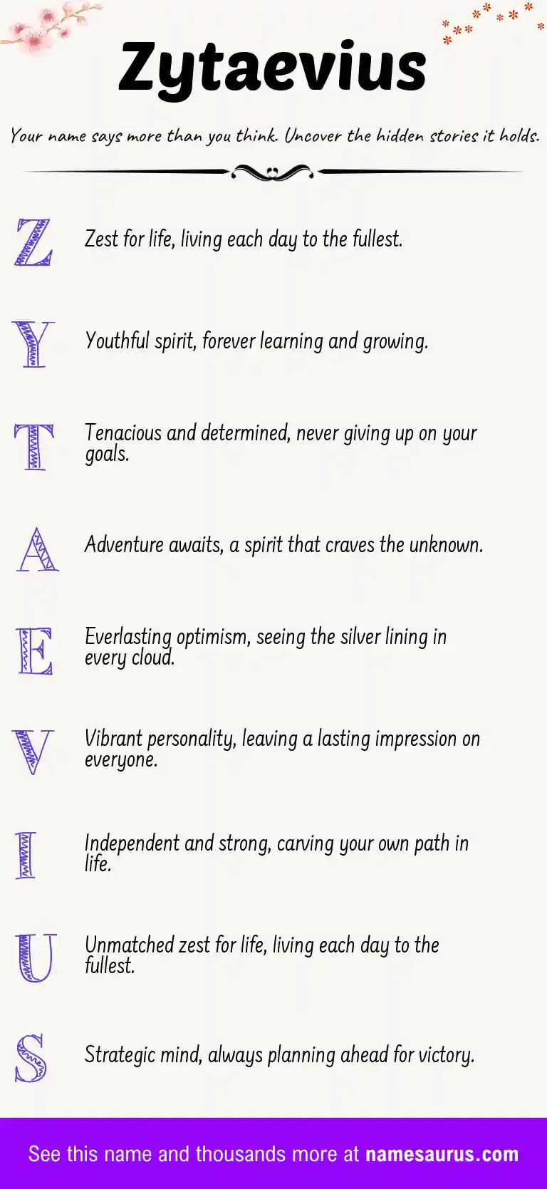 Acrostic poem about Zytaevius.