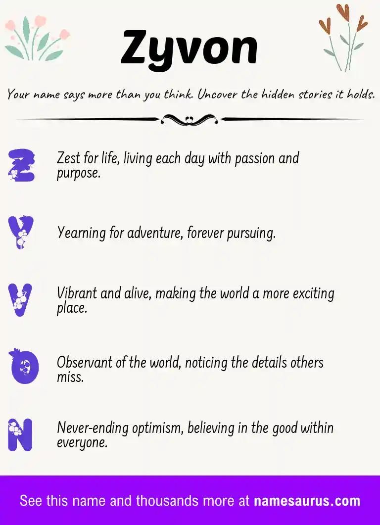 Acrostic poem about Zyvon.