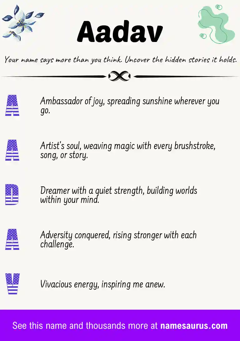 Acrostic poem about Aadav.