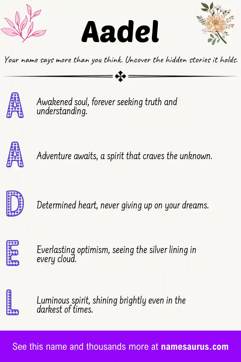 Acrostic poem about Aadel.