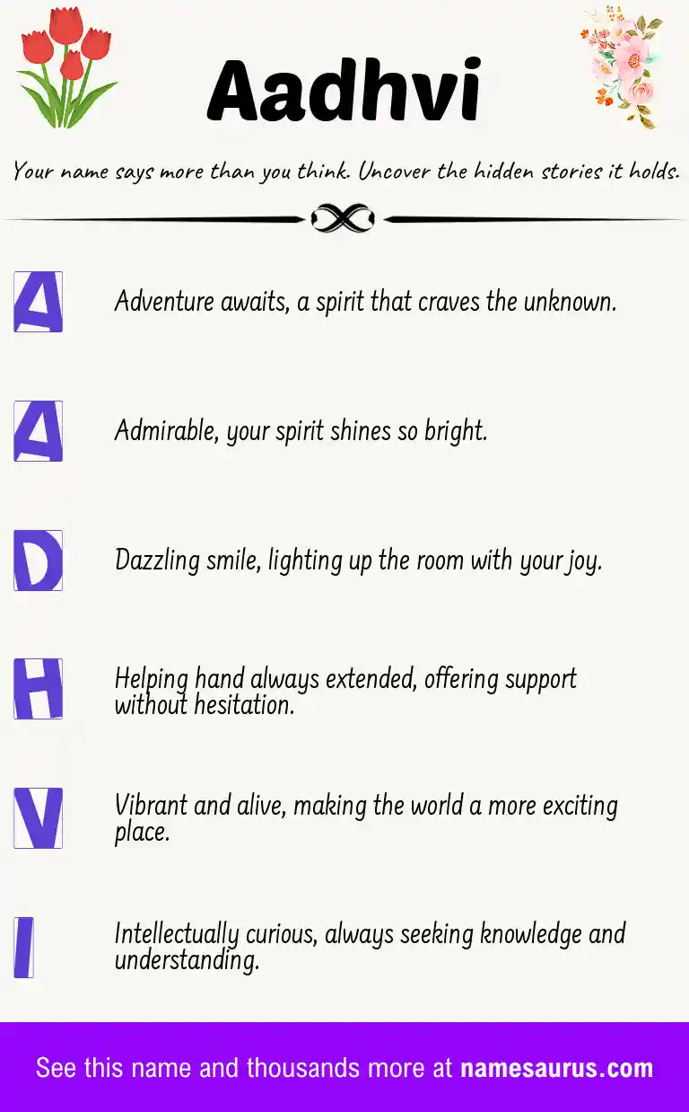 Acrostic poem about Aadhvi.
