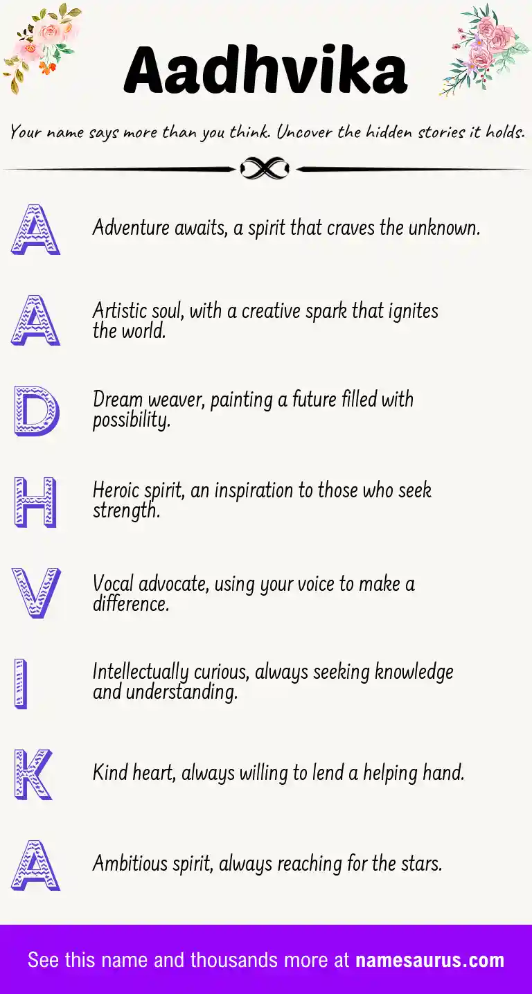 Acrostic poem about Aadhvika.