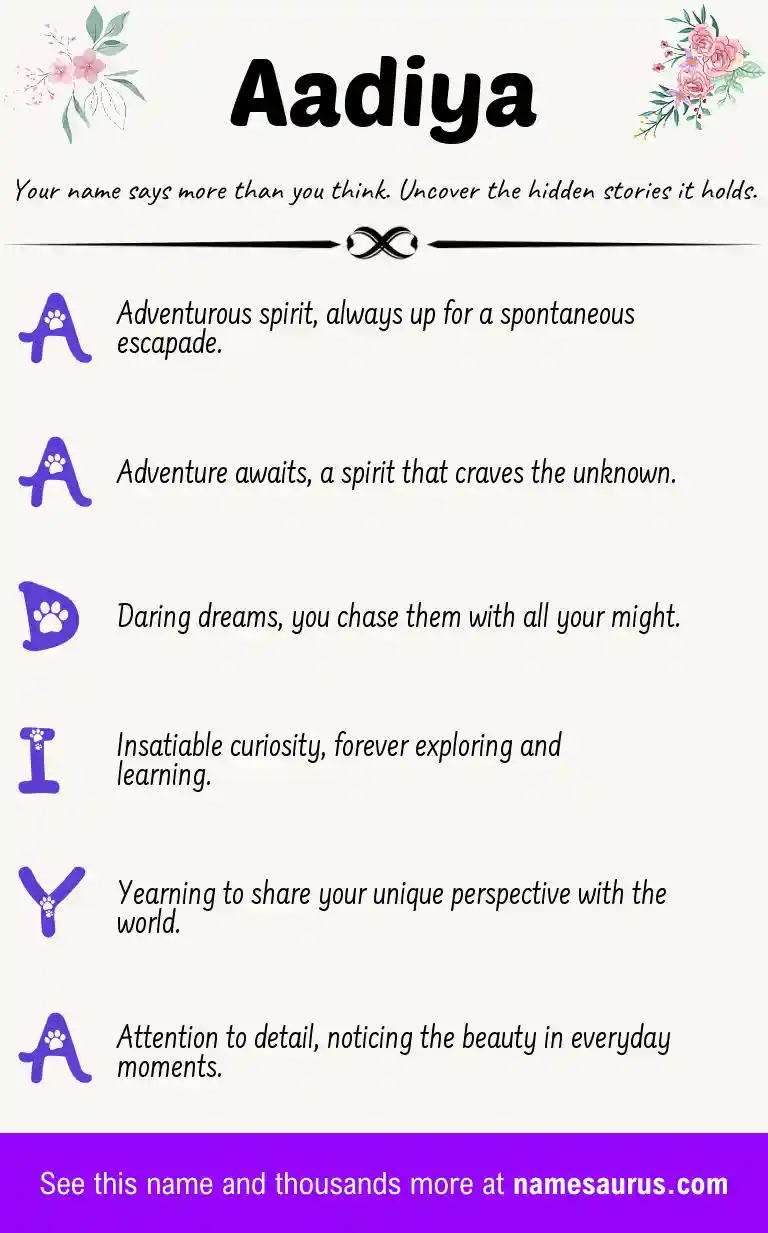 Acrostic poem about Aadiya.