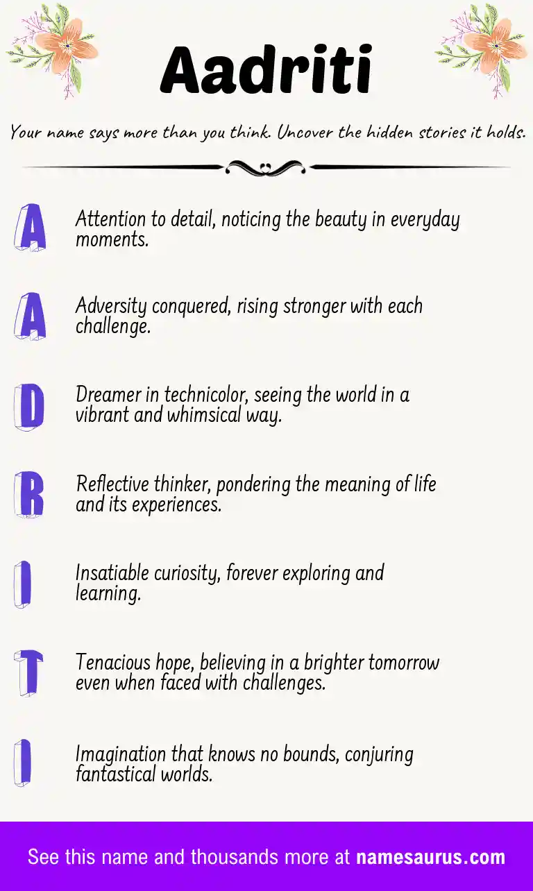 Acrostic poem about Aadriti.