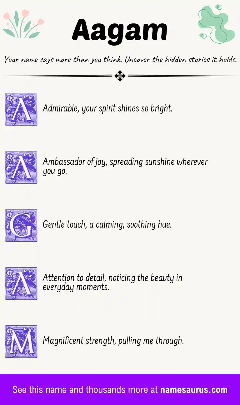 Acrostic poem about Aagam.