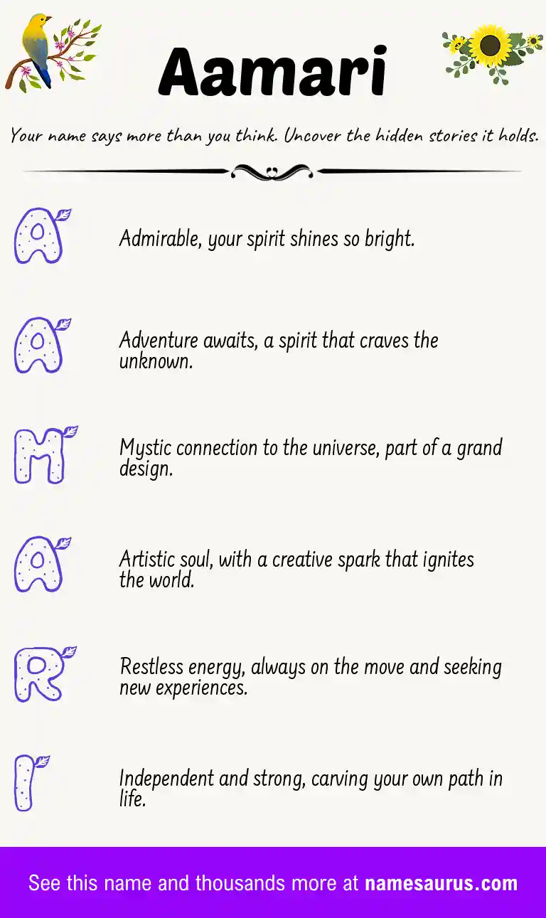Acrostic poem about Aamari.