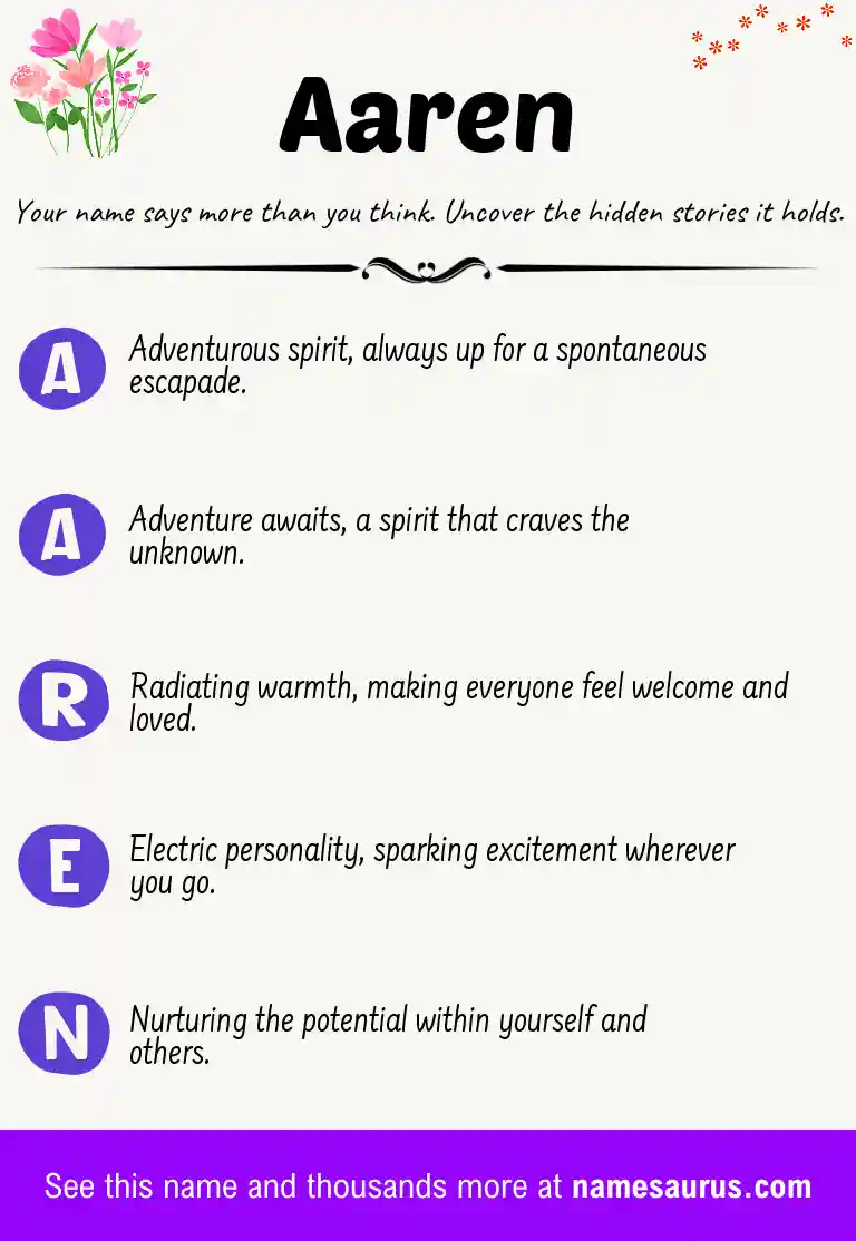 Acrostic poem about Aaren.