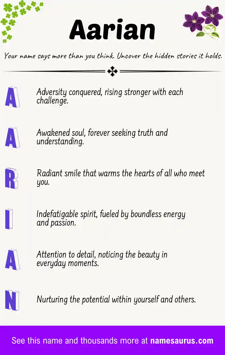 Acrostic poem about Aarian.