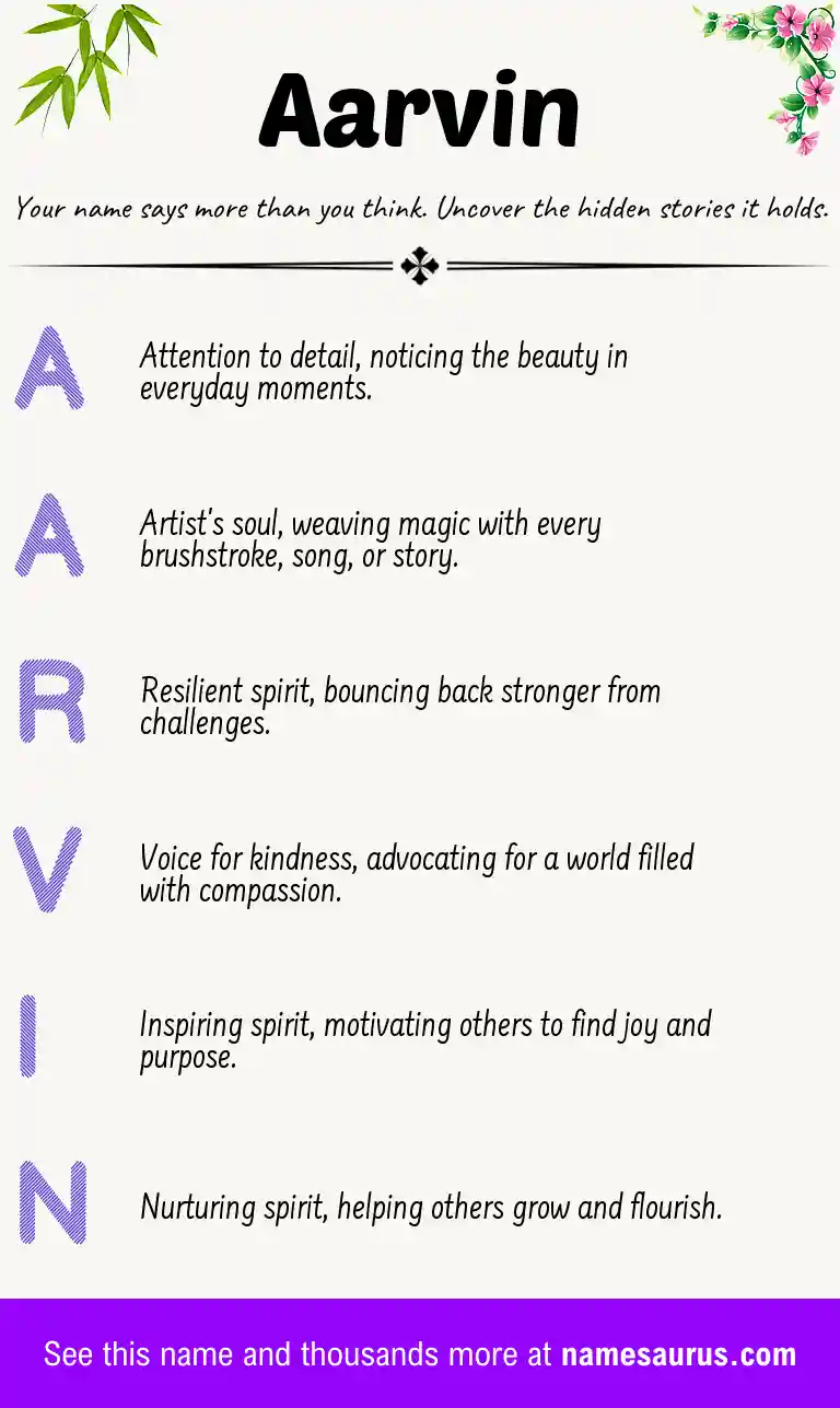 Acrostic poem about Aarvin.