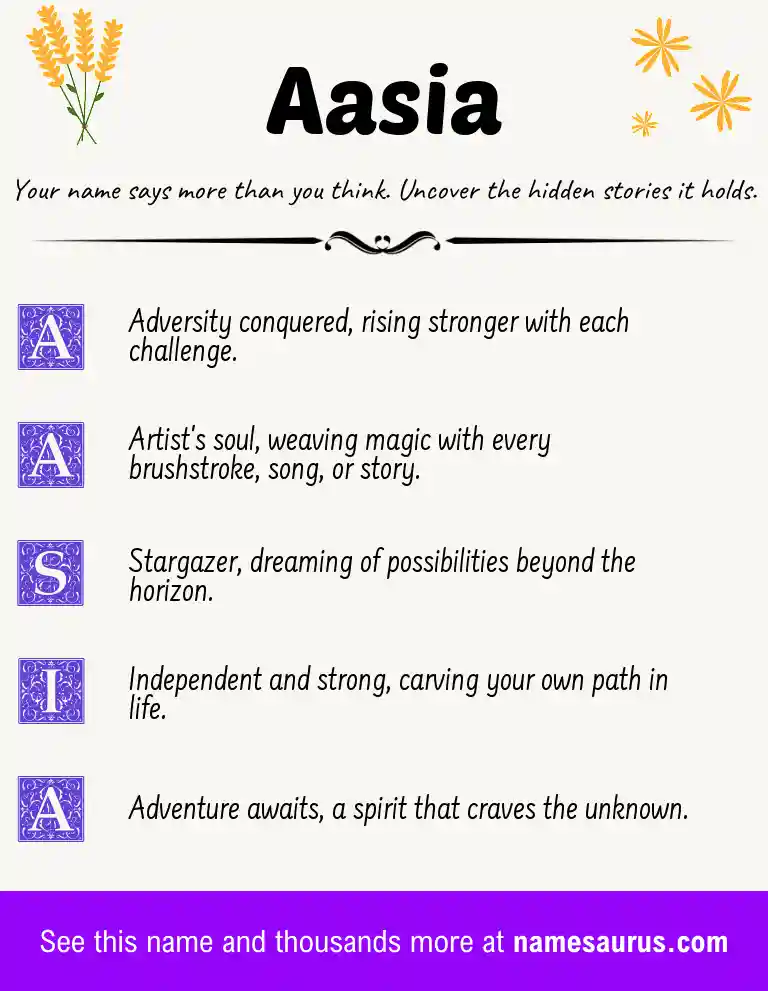 Acrostic poem about Aasia.