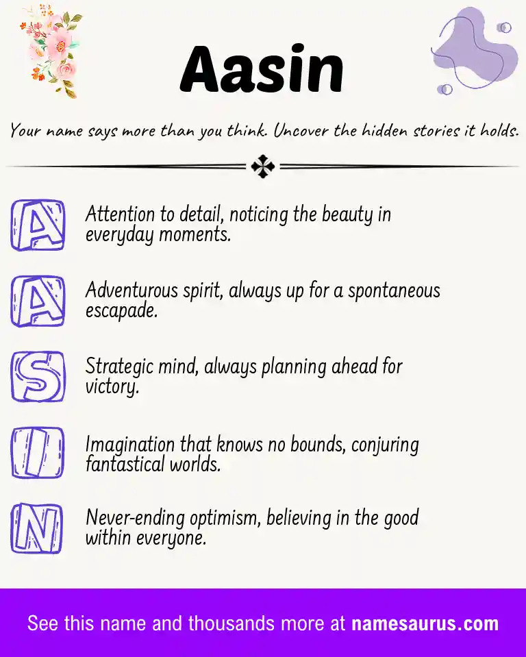 Acrostic poem about Aasin.