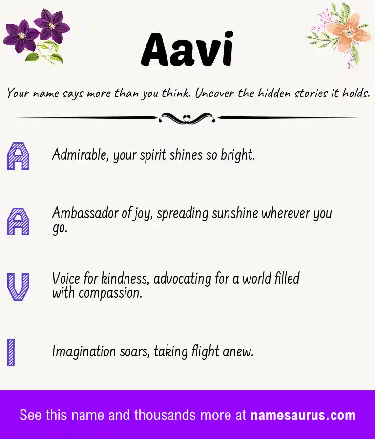 Acrostic poem about Aavi.