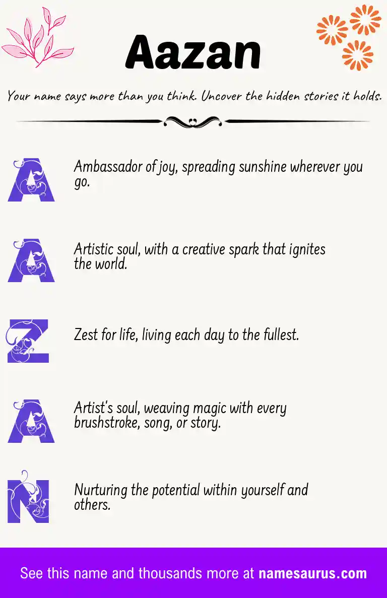 Acrostic poem about Aazan.