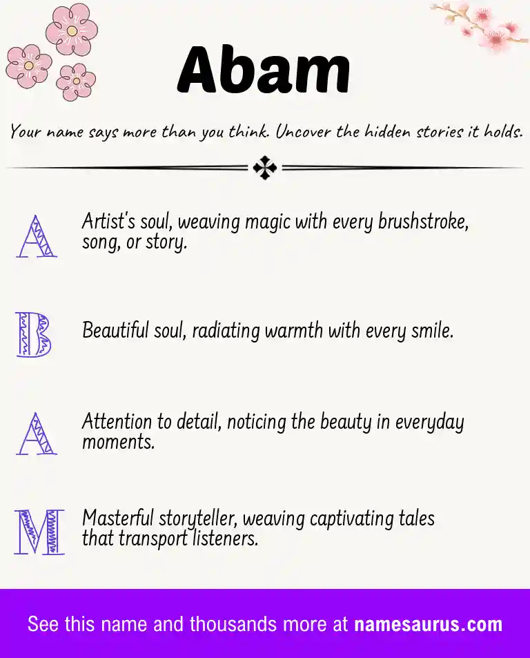 Acrostic poem about Abam.