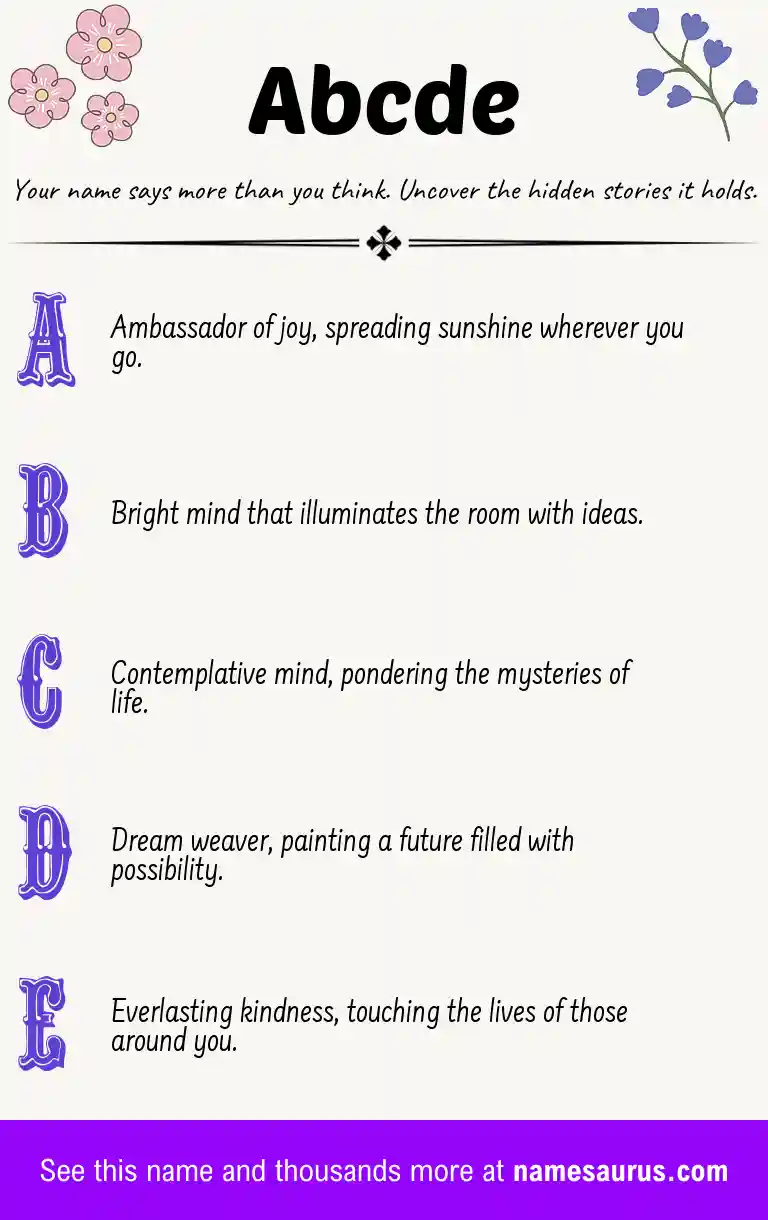 Acrostic poem about Abcde.