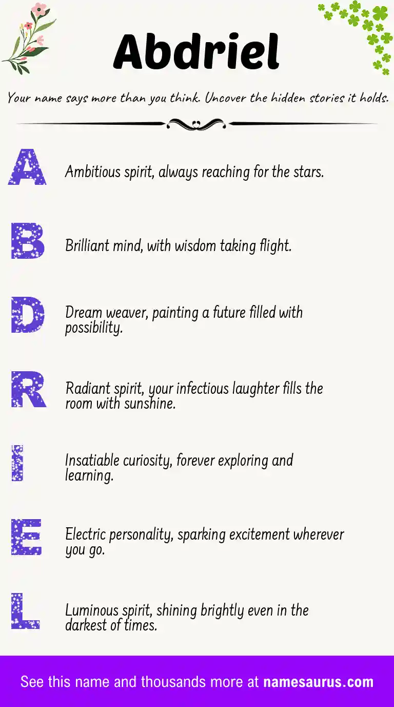 Acrostic poem about Abdriel.