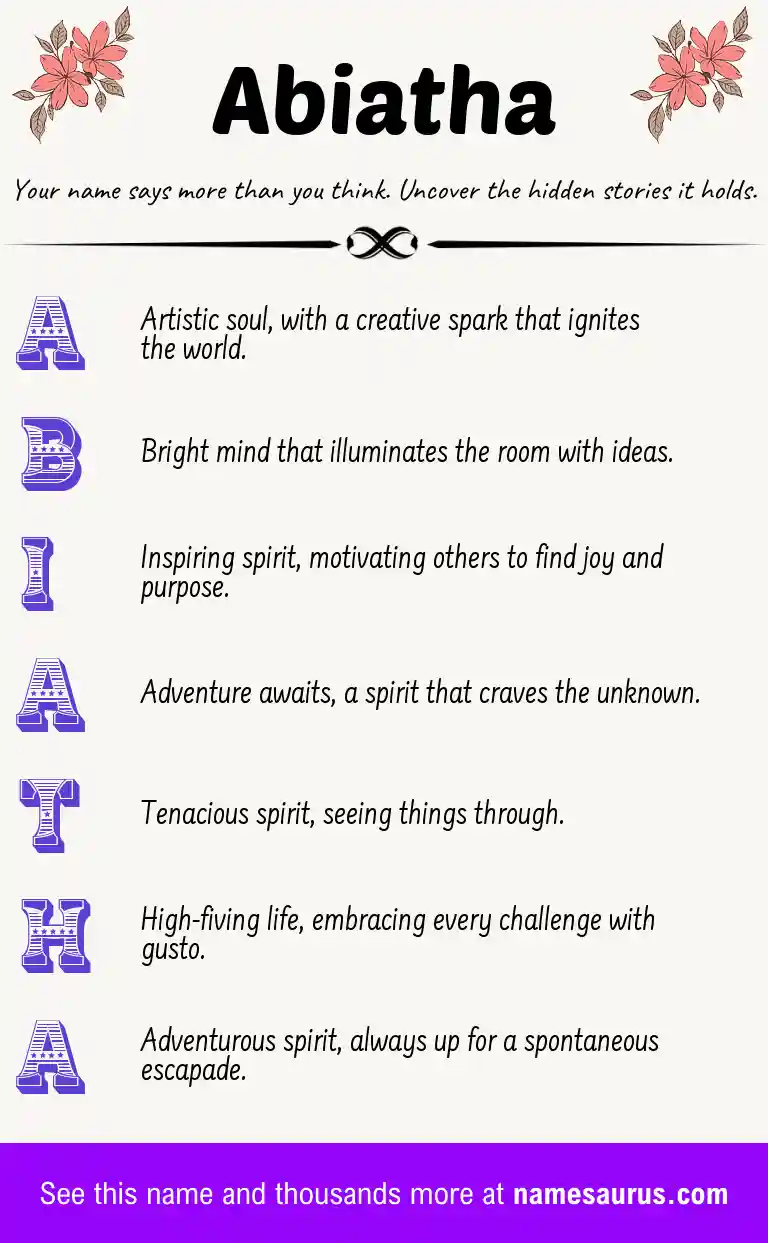 Acrostic poem about Abiatha.