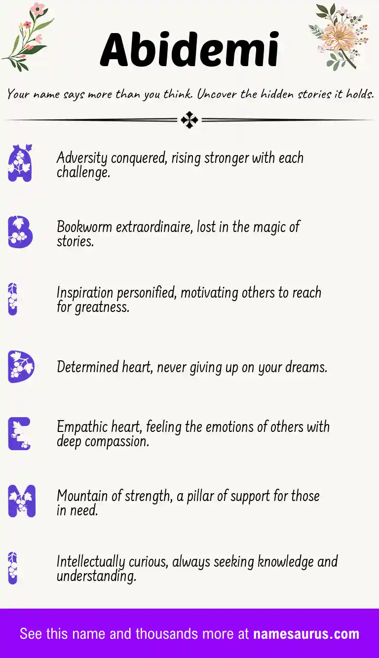 Acrostic poem about Abidemi.