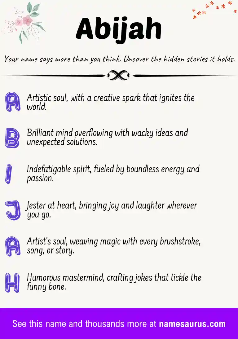Acrostic poem about Abijah.