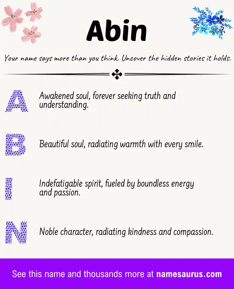 Acrostic poem about Abin.
