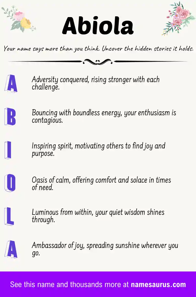 Acrostic poem about Abiola.