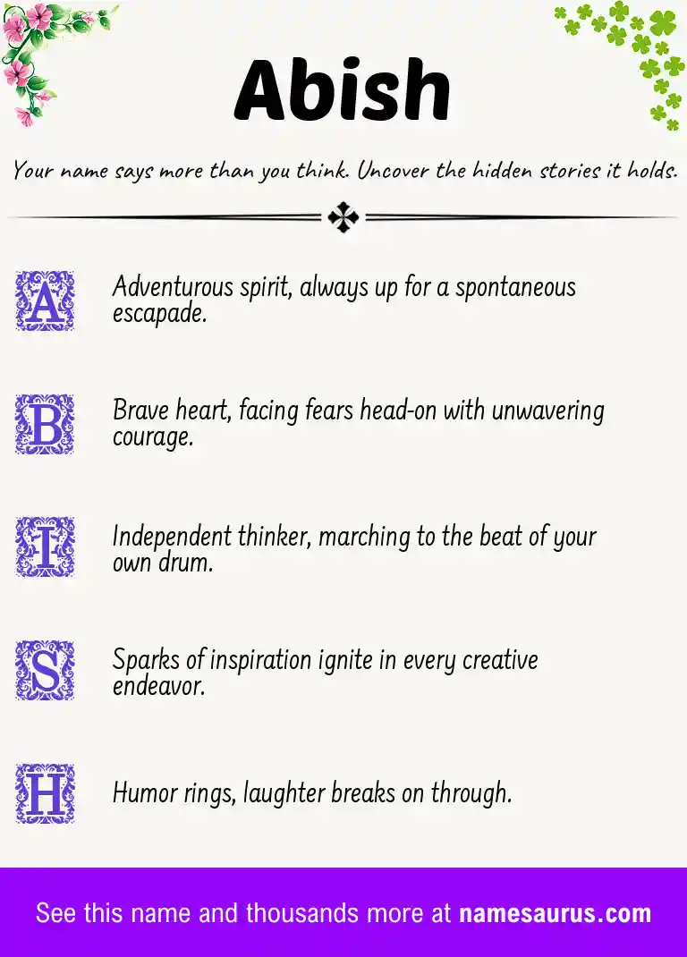 Acrostic poem about Abish.
