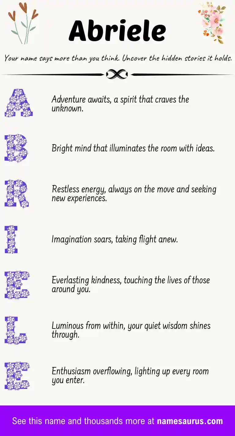 Acrostic poem about Abriele.