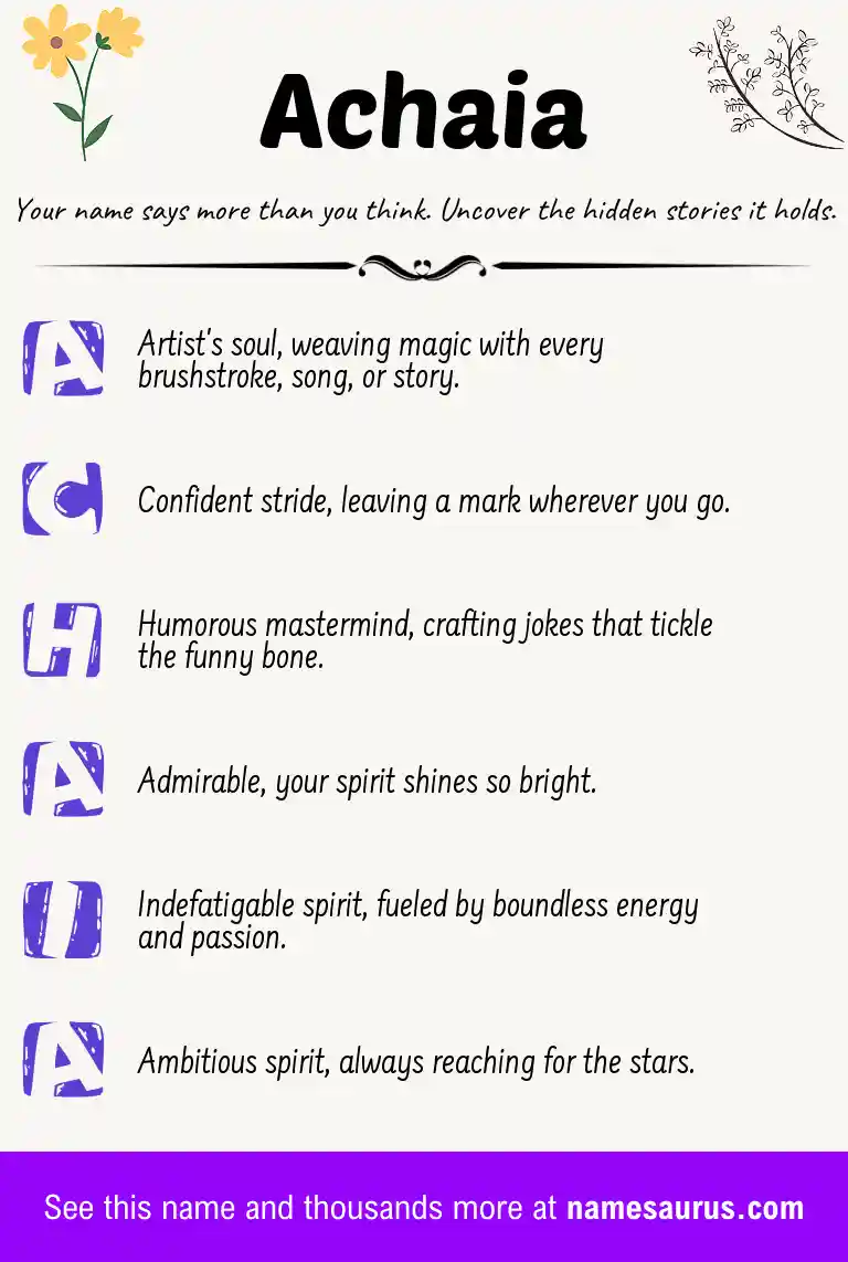 Acrostic poem about Achaia.