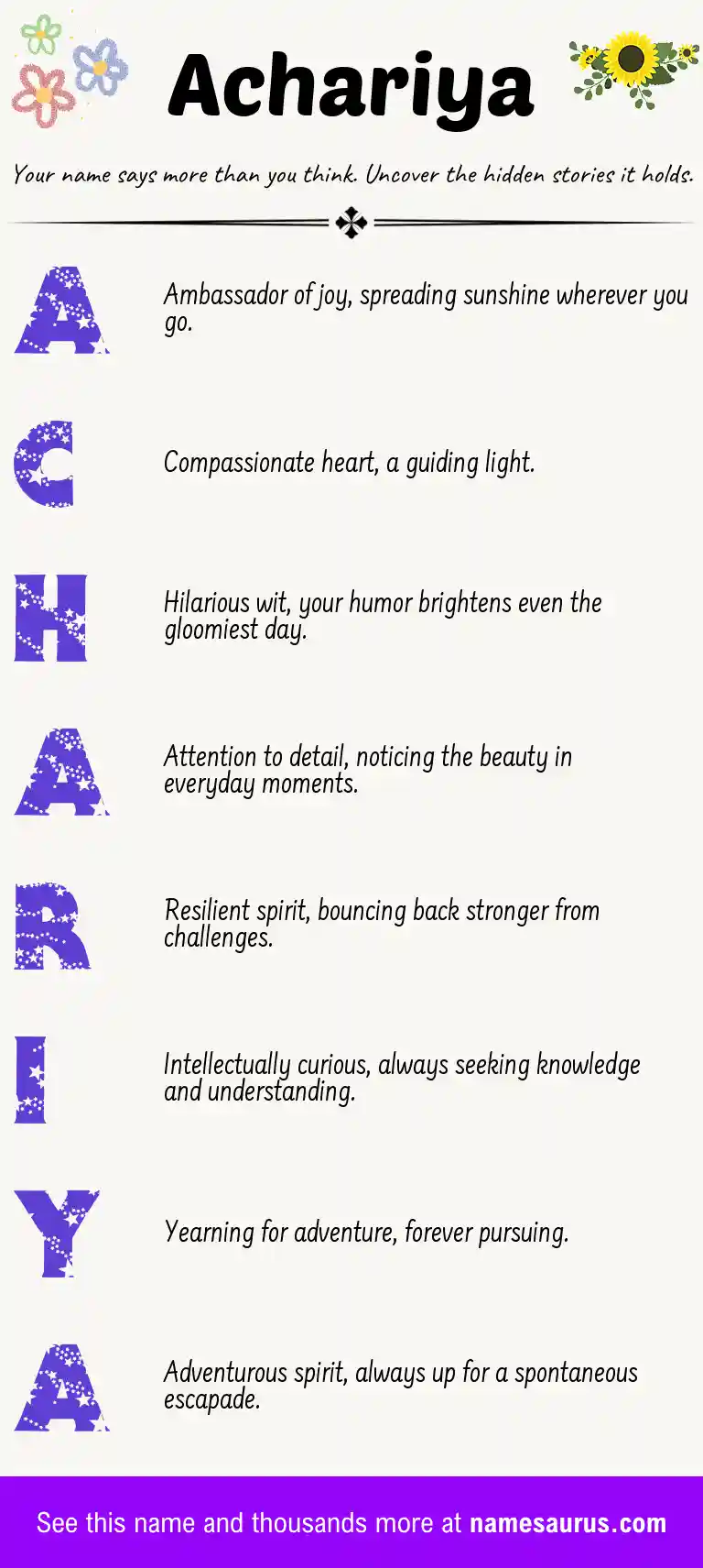 Acrostic poem about Achariya.